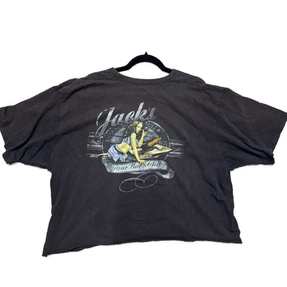 CROPPED LARGE St. John's Bay Jack's Cigar Bar & Club Graphic Cropped T-Shirt 2XL